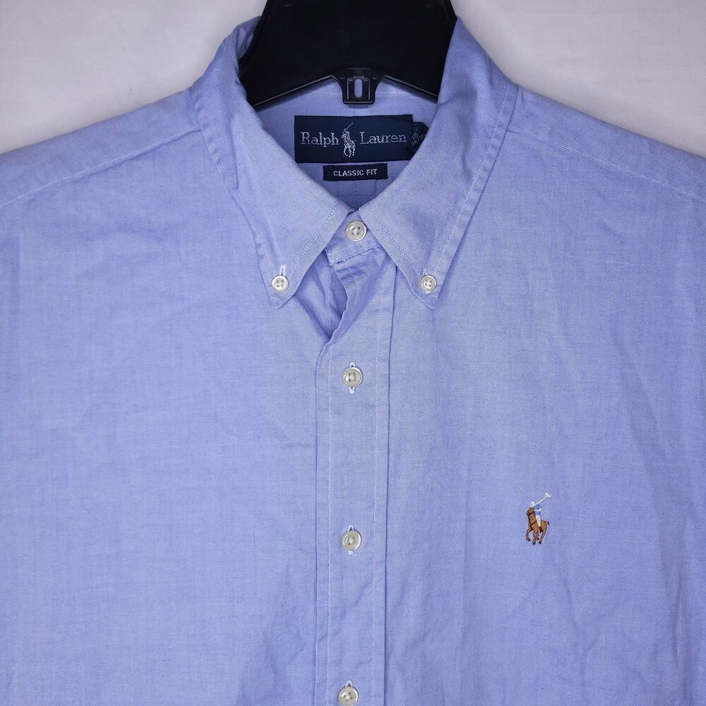 Ralph Lauren Dress Shirt Mens 16 Blue Pony Classic Fit